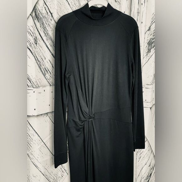 Rag & Bone Shaw Black Turtleneck Long Sleeve Drape Shift Dress Size L - Picture 5 of 9